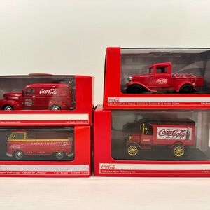 Coca Cola Red Vintage 1:43 Scale Diecast Vehicle Set of 4 NIB